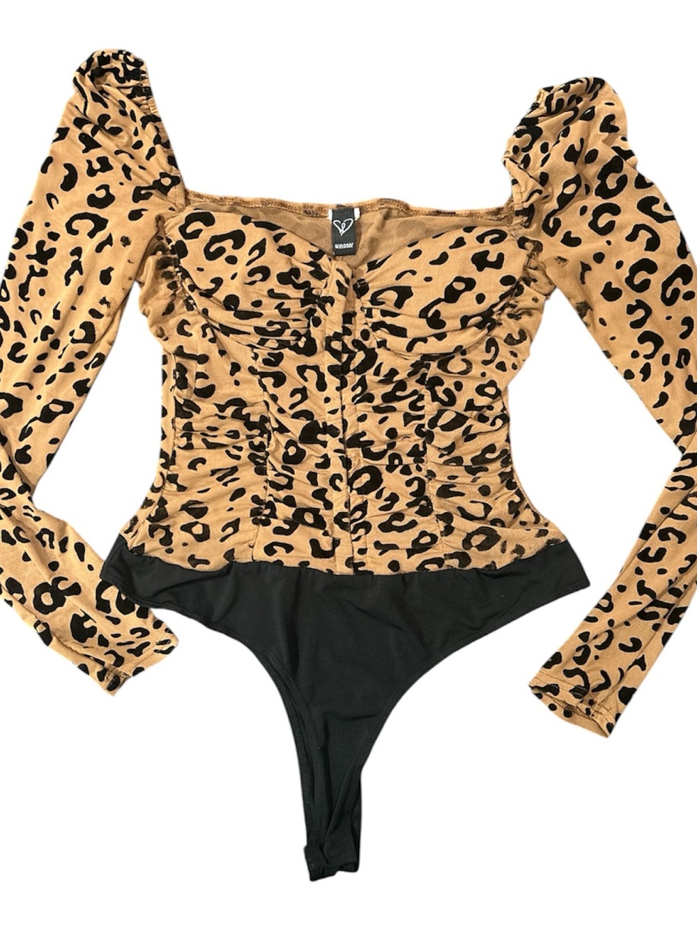 Windsor Leopard Print Long Sleeve Bodysuit Sz S - Picture 2 of 13